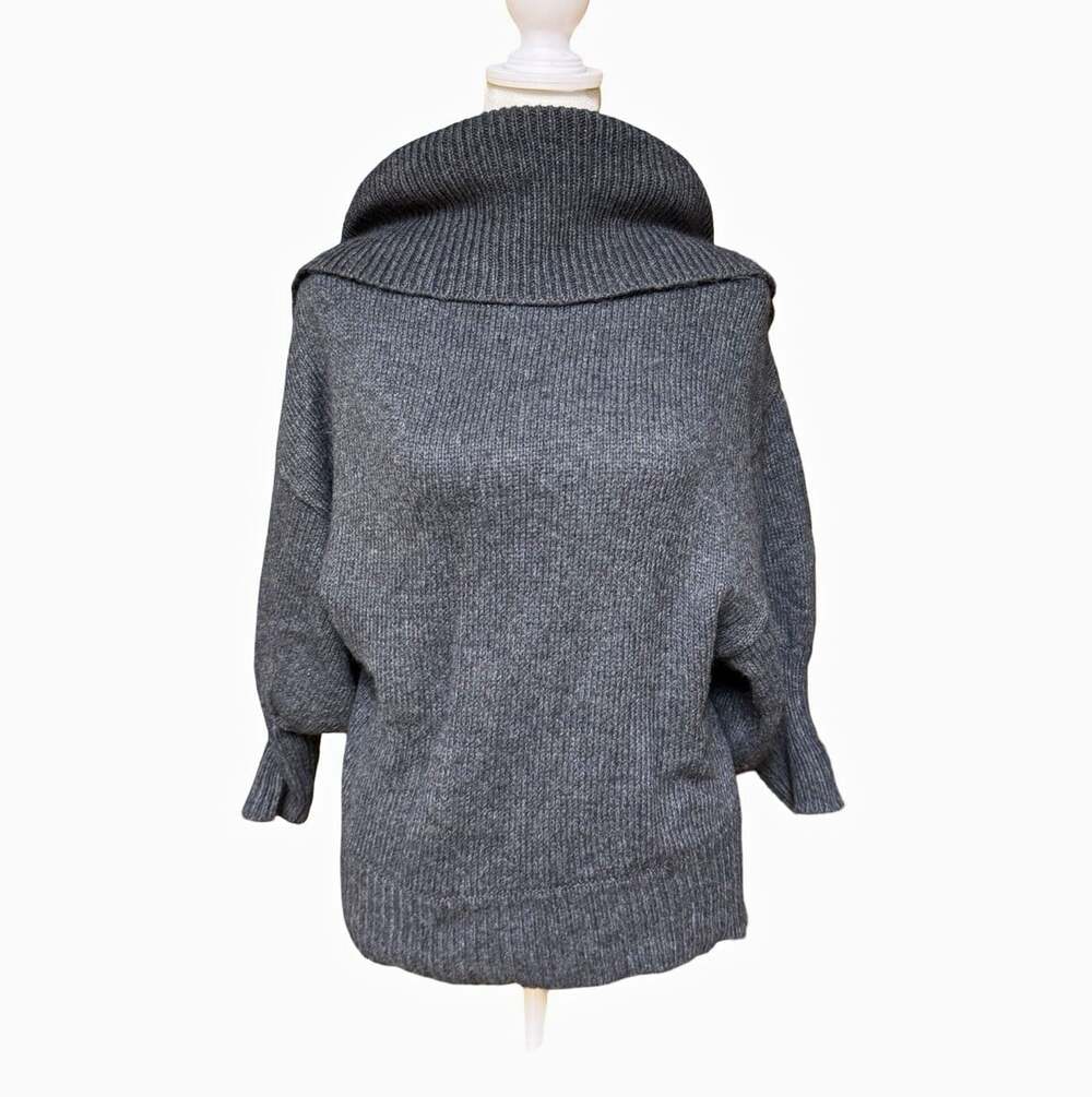 Express Design Studio Womens S Gray Angora Blend Cowl Neck Dolman Sleeve Sweater